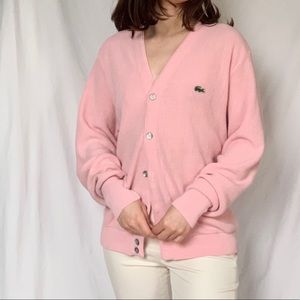Preppy Izod Lacoste vintage light pink cardigan. Size medium.